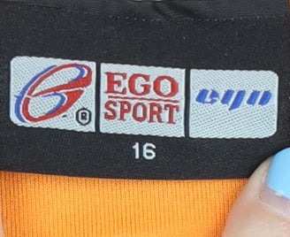Close-up detail of Ego Sport boys’ orange polo shirt 16 years