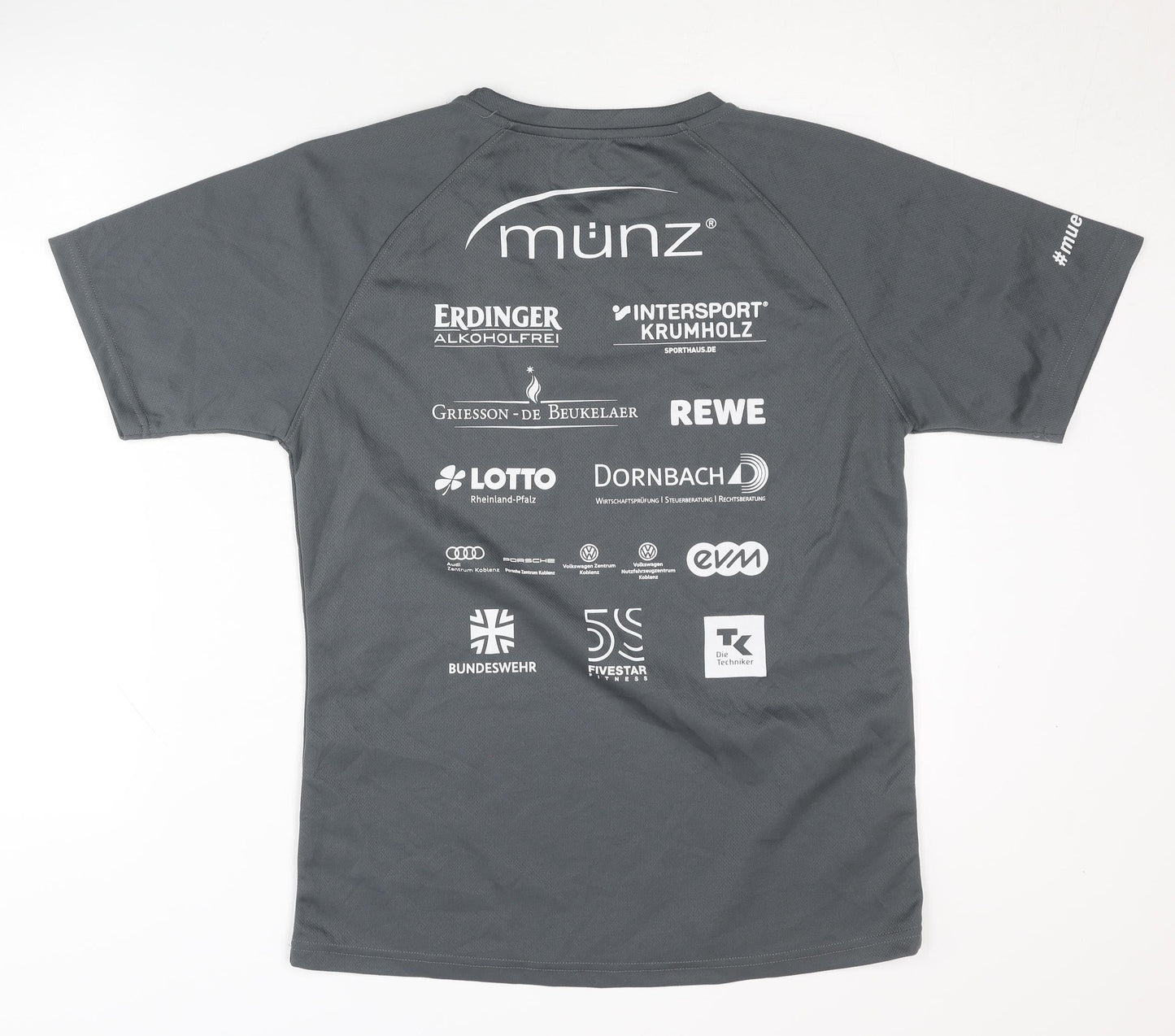Munz Men's Grey Running T-Shirt, Size M, Crew Neck