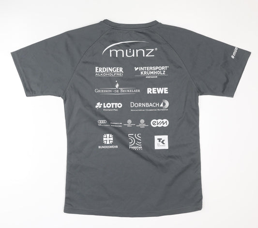 Munz Men's Grey Running T-Shirt, Size M, Crew Neck