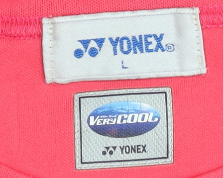 Close-up detail of Yonex Women's Pink T-Shirt, L, Sports Activewear