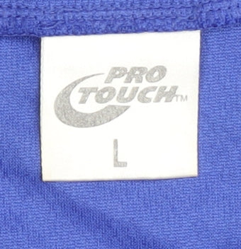Brand and care label for Pro Touch Men's Blue Running T-Shirt, L, Breathable