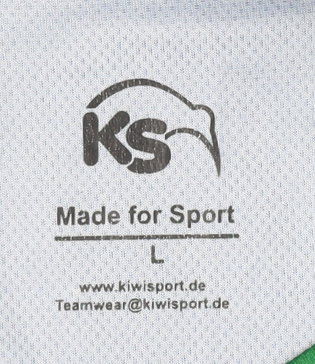 KS Men's Green Rugby T-Shirt L Regular Fit