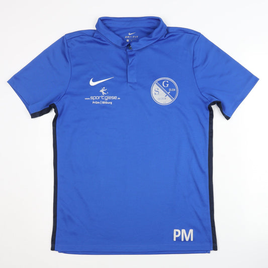Additional front view of Nike Men's Blue Polo Jersey Football Top M