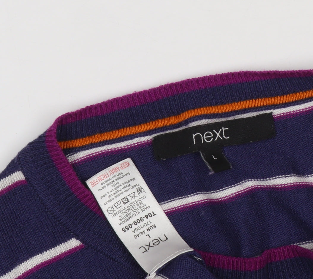 Close-up detail of Next Men's Multicoloured Striped jumper L