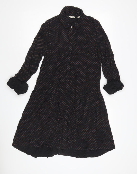 Additional front view of FatFace Women's Black Shirt Dress, size 6, Polka Dot