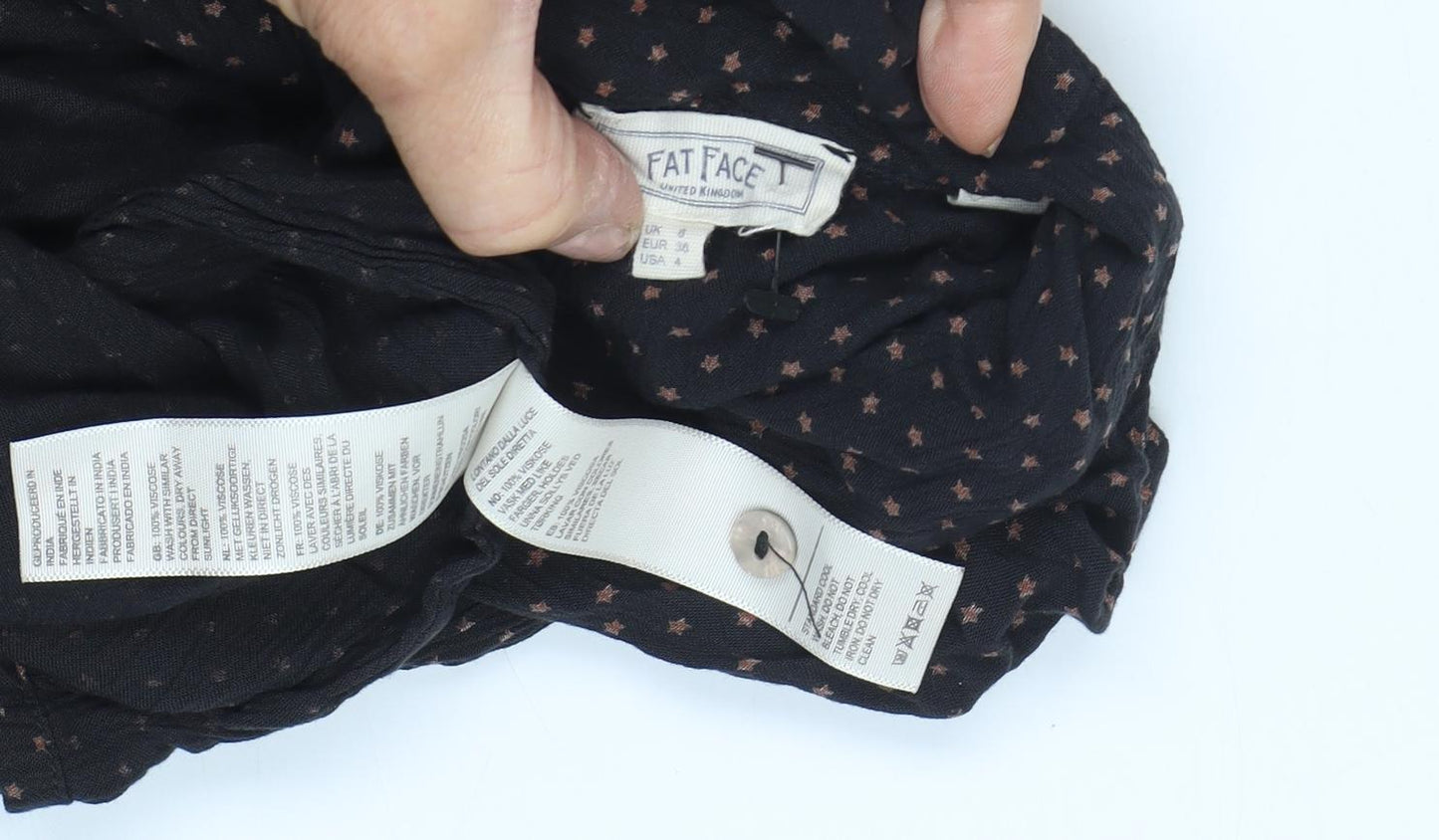 Fat Face Women's Black Shirt Dress, Size 6, Polka Dot