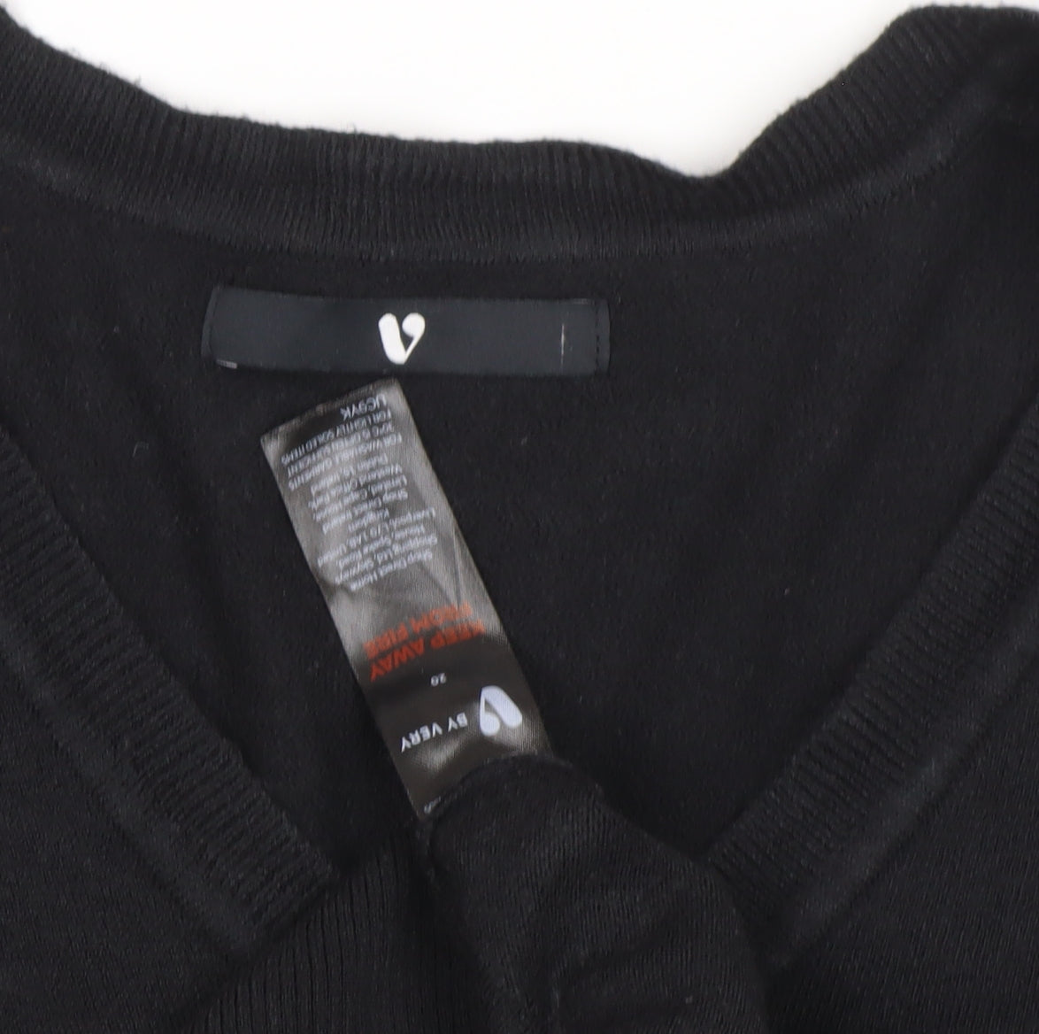 Close-up detail of Very Women's Black V-Neck jumper, size 20