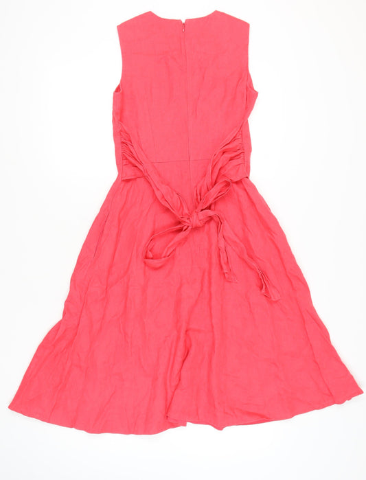 Hobbs Women's Pink Midi Fit & Flare Dress - Size 10