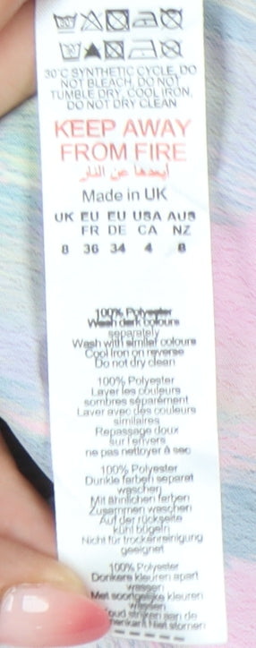 Brand and care label for Dorothy Perkins Women's Multicoloured Floral Wrap Dress, size 8