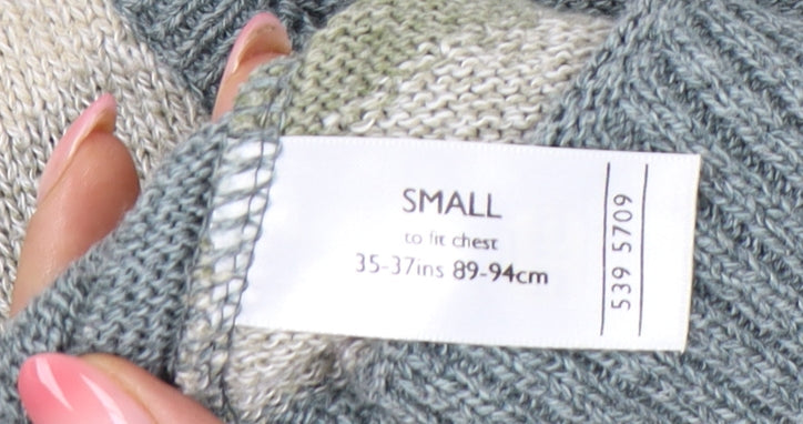 Brand and care label for Essentials Men's Multicoloured V-Neck Pullover, Small