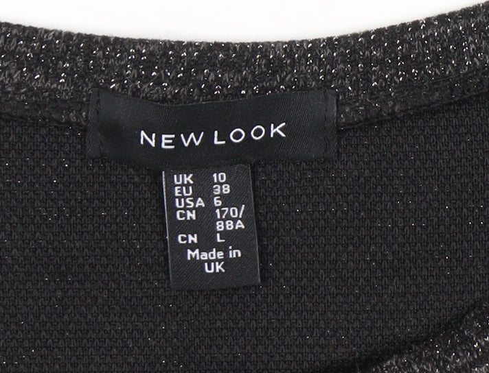 Brand and care label for New Look Women's Black jumper, size 10
