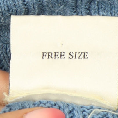 Brand and care label for Ramie Cotton Collection Women's Blue Cable-Knit Pullover