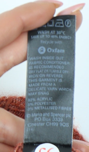 Brand and care label for Marks & Spencer Women's Red jumper, size 8