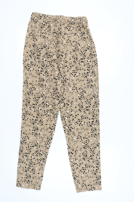 Marks and Spencer Beige Animal Print Trousers, Size 8, Women