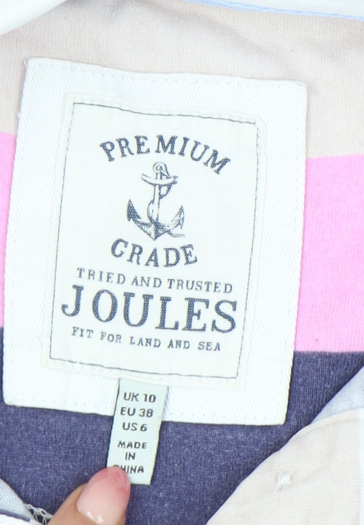 Joules Women's Multicoloured Striped Polo Shirt UK 10