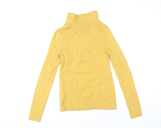 Hobbs Women's Yellow Roll Neck Wool Cashmere Jumper XS