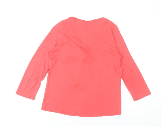HOBBS Women's Pink-Orange M Top, 3/4 Sleeve, Casual