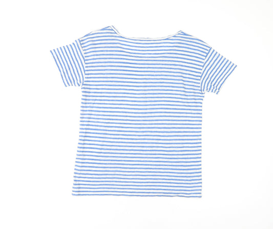 J.Crew Women's Blue Striped Linen T-Shirt XS