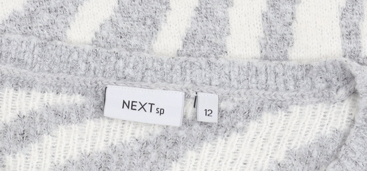 Brand and care label for Next Women's Grey Zebra jumper, size 12