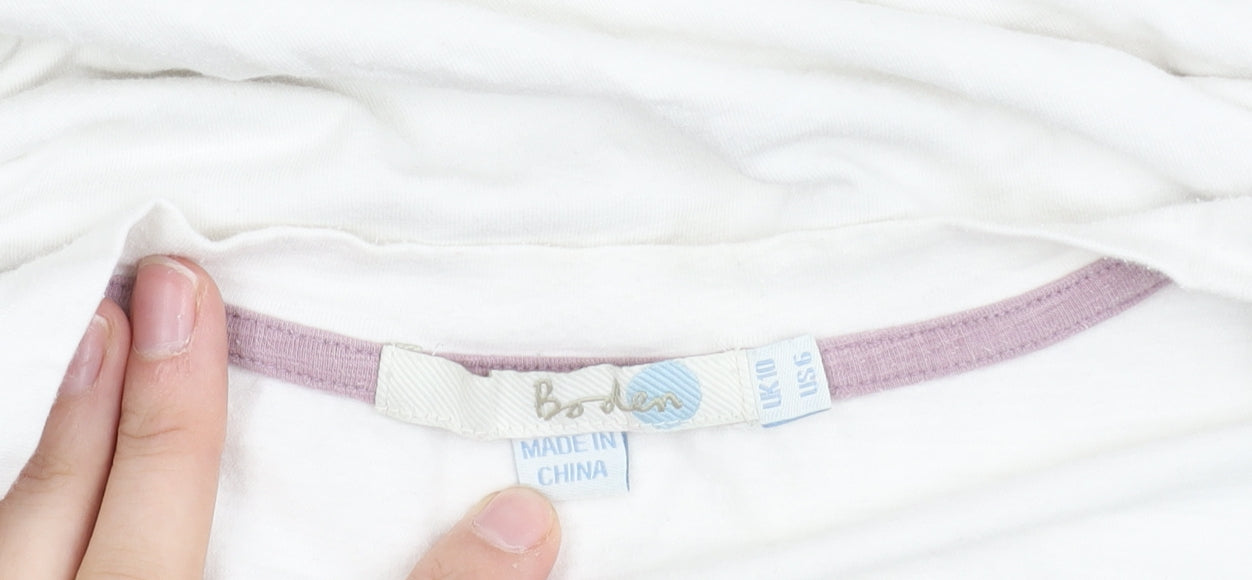 Boden Women's White Long Sleeve Scoop Neck Top
