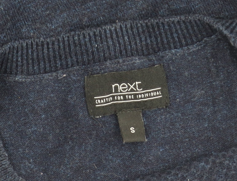 Brand and care label for Next Men's Blue Crew Neck jumper S
