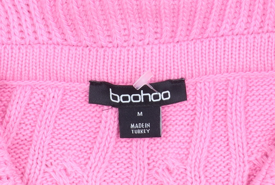 Brand and care label for Boohoo Women's Pink Full Zip Collared Jumper
