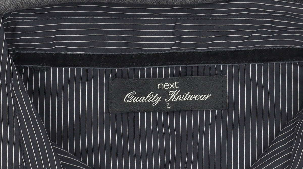 Brand and care label for Next Men's Grey V-Neck jumper L