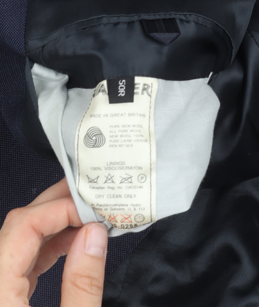 Jaeger Men's Navy Double-Breasted Blazer, Size 50