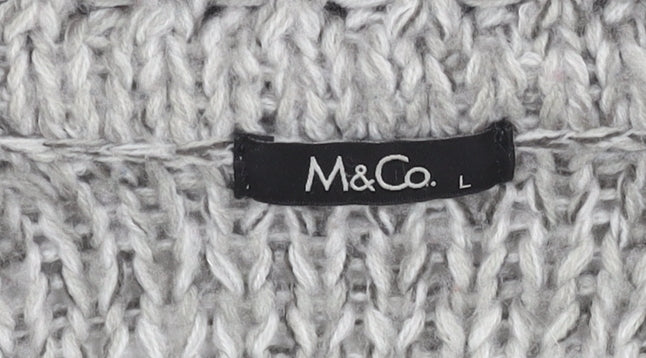 Additional view of M&Co Women's Grey Chunky-Knit Cardigan, size L