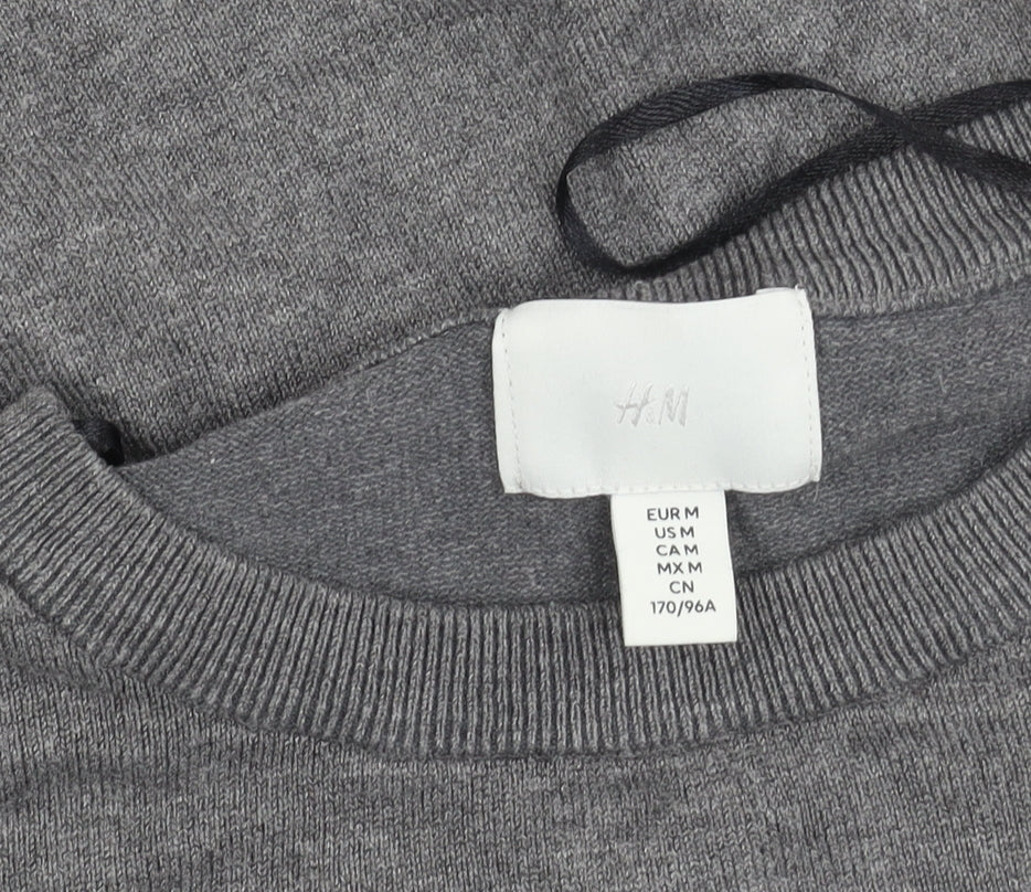 H&M Women's Grey Crew Neck Short Sleeve Knit Top Size 12