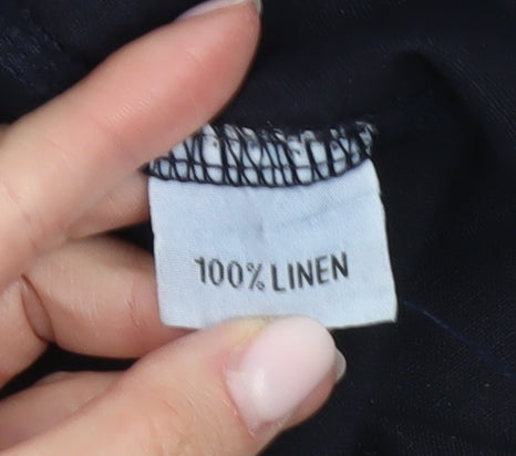 White Stuff Women's Blue Linen Trousers, Size M