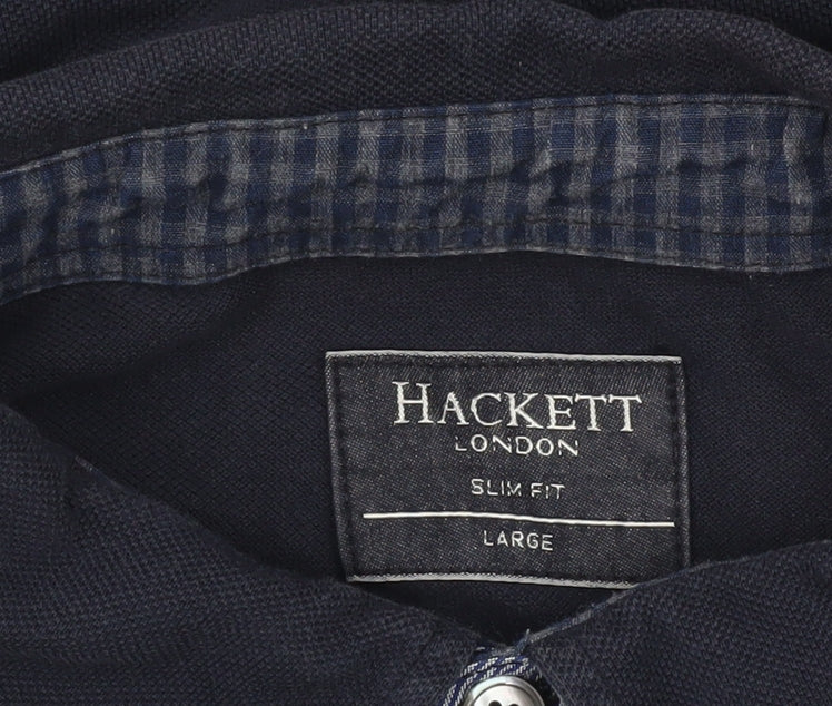 Hackett Men's Blue Slim Fit Polo Shirt L