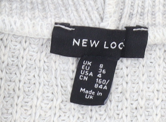 Brand and care label for New Look Women's Ivory Cowl Neck Pullover, size 8