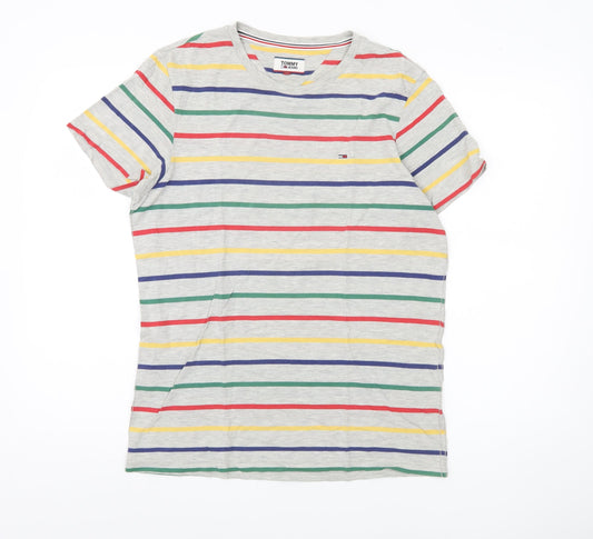 Tommy Jeans Men's Multicoloured Striped T-Shirt M