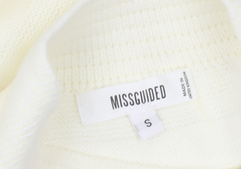 Close-up detail of Missguided Women's Ivory Elastic Waist Skirt, size S