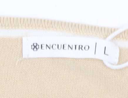 Brand and care label for Encuentro Women’s Beige Striped jumper L
