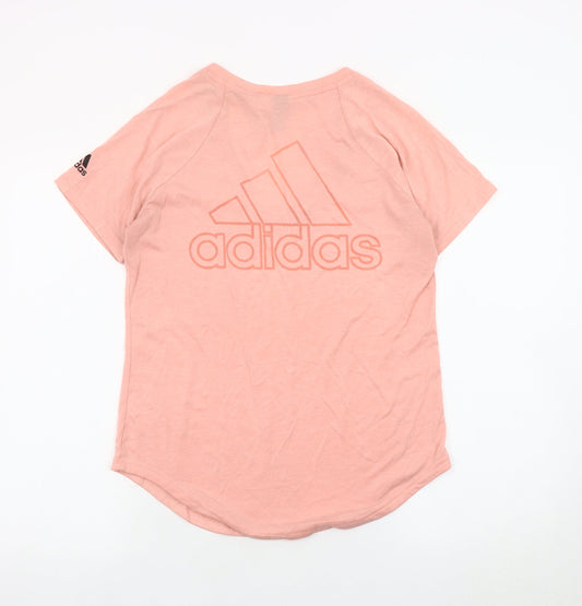 Adidas Women's Pink V-Neck T-Shirt Size S