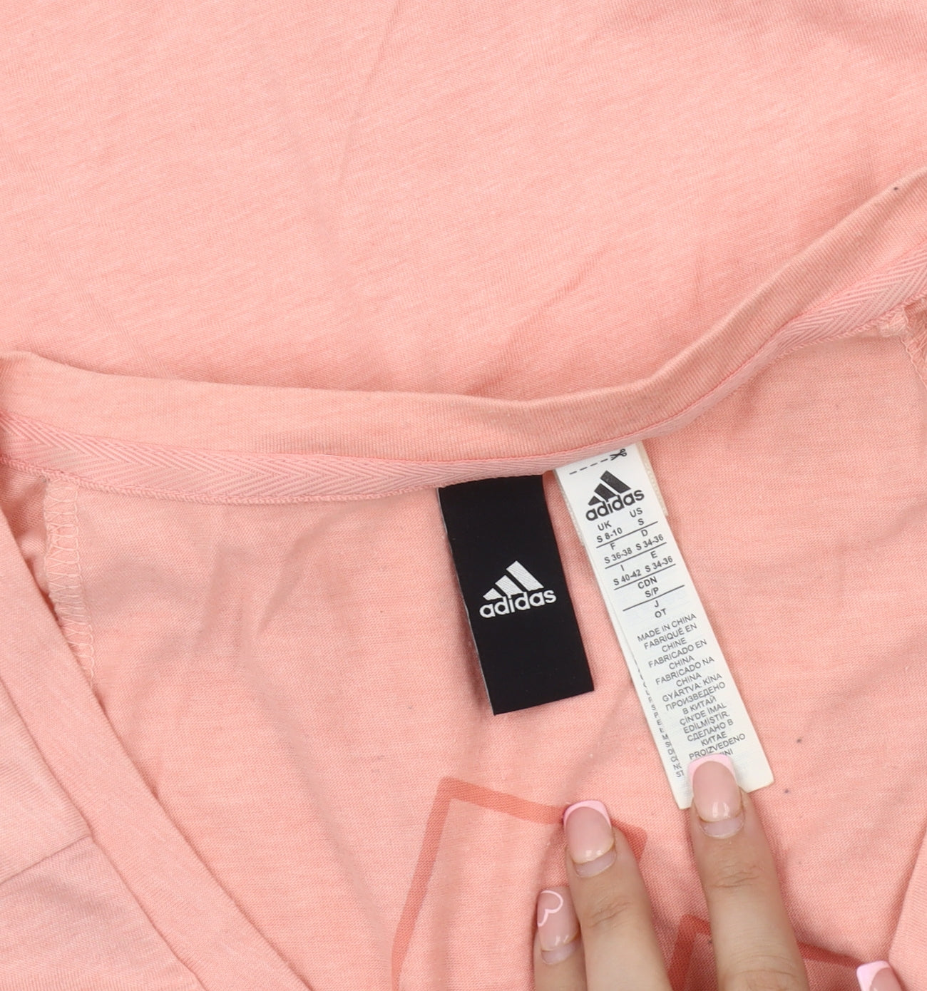 Adidas Women's Pink V-Neck T-Shirt Size S