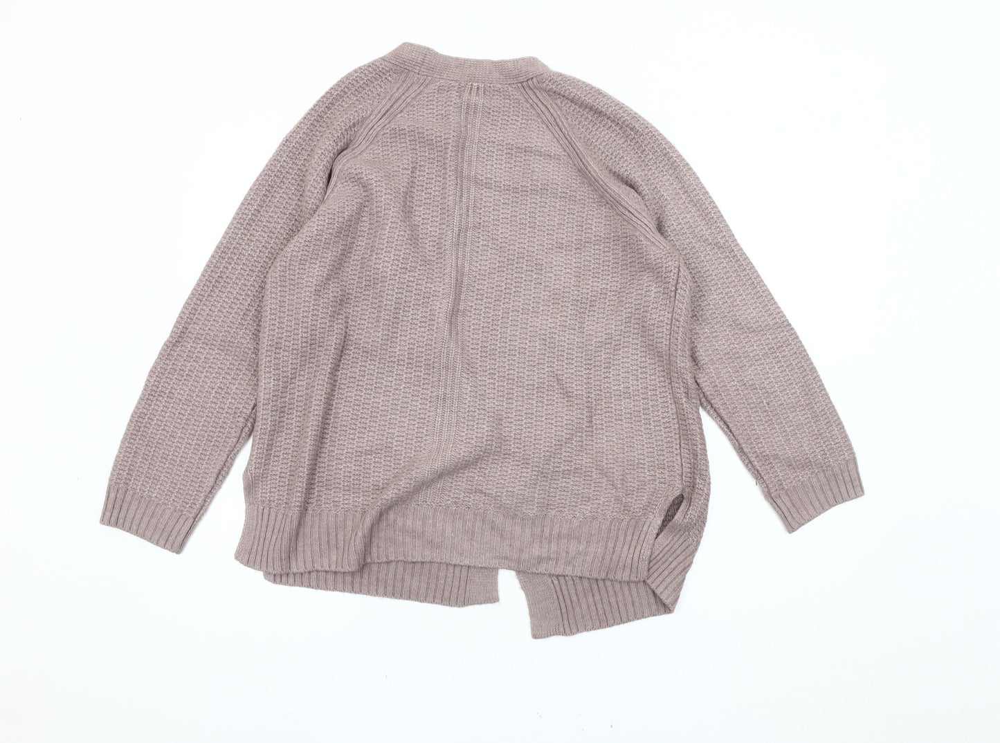 Fat Face Women's Beige Open Front Cardigan, Size 14, Waffle-Knit