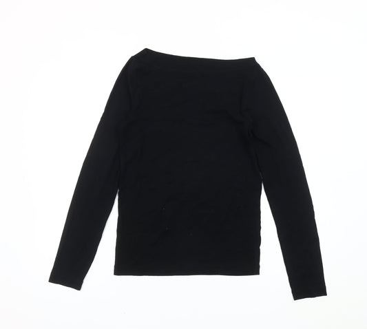 GAP Women's Black Basic Long Sleeve Boat Neck Blouse
