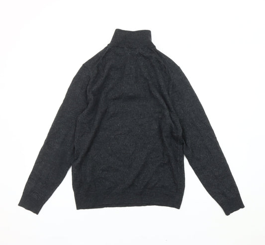 Moss Men’s Grey Wool 1/2 Zip Jumper, Size M