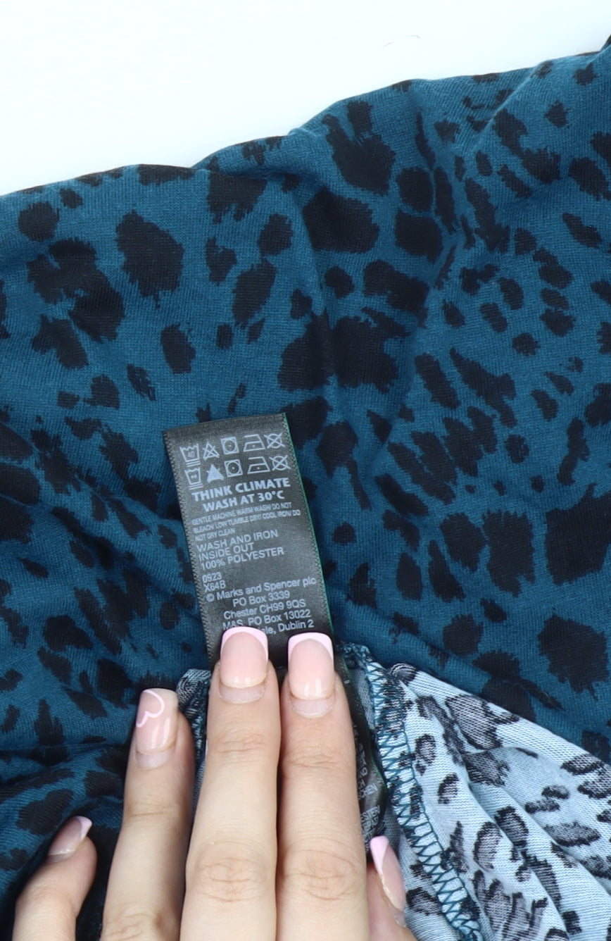 Brand and care label for Marks & Spencer Women's Blue Animal Print T-Shirt