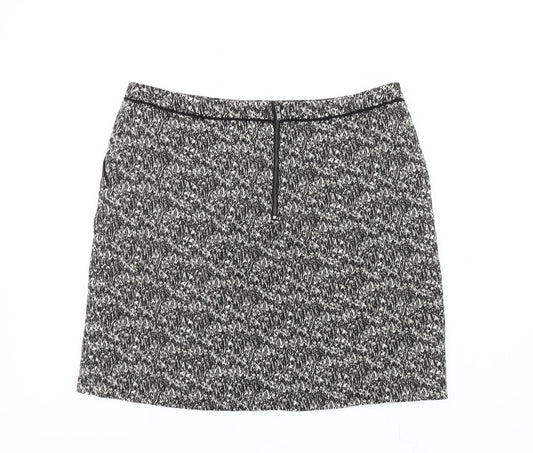 Wallis Women's Black Tweed Knee Length Pencil Skirt Size 14