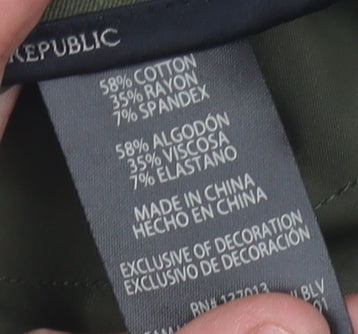 Brand and care label for Banana Republic Women's Green Straight Trousers, size 10