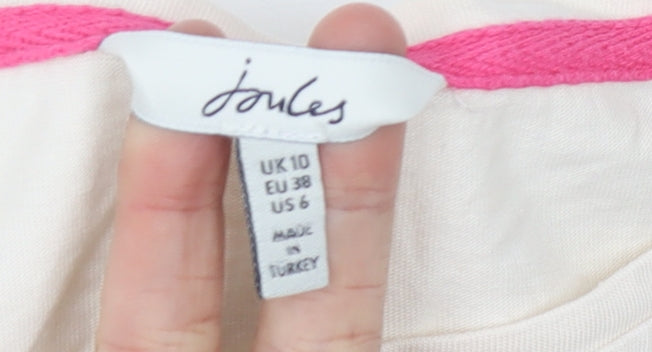 Joules Women's Beige Striped T-Shirt Size 10