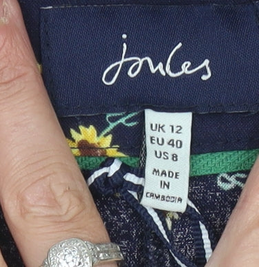 Joules Women’s Blue Floral Shorts, Size 12, Casual Summer Wear