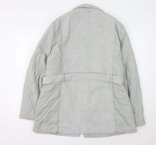 Peacocks Women's Grey Belted Jacket Size 18