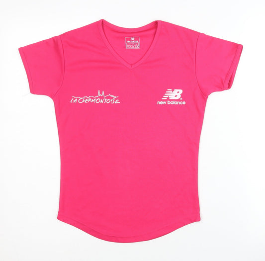 New Balance Women's Pink V-Neck Activewear Top S