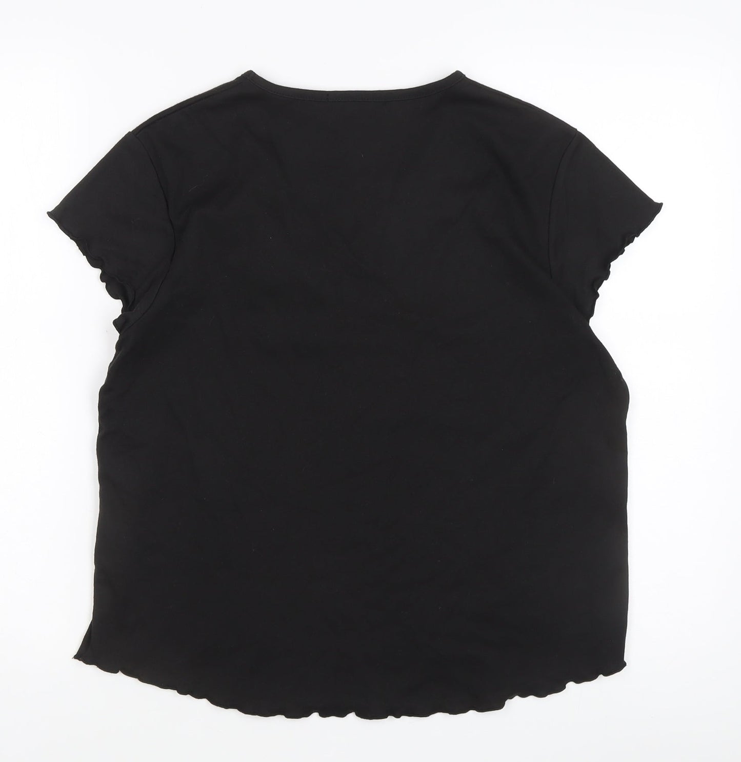 Poppy Women's Black V-Neck T-Shirt Size 18