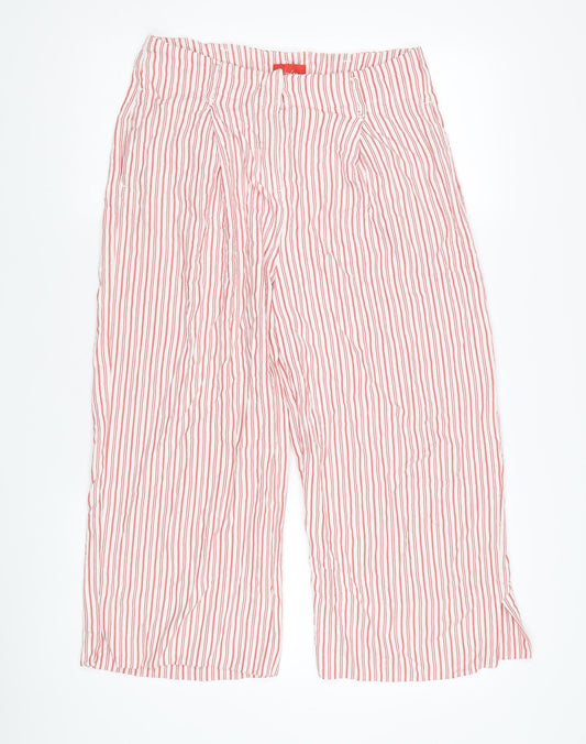 Joules Women's Red Striped Cropped Trousers, Size 14